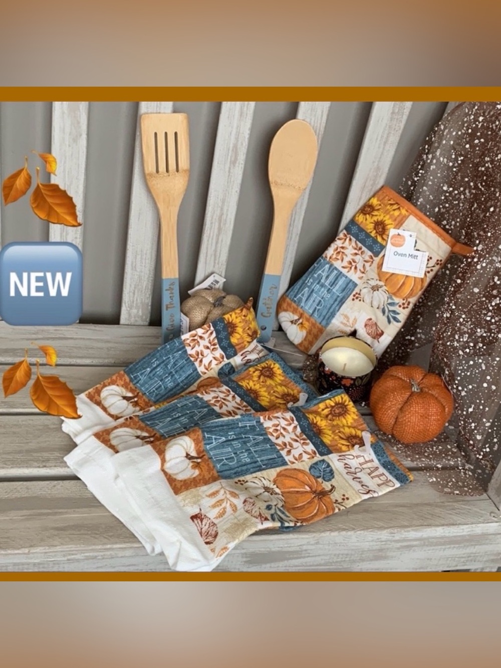 Festive Kitchen,Candle Towel and Utensil Set 🍃🆕🍃7pcs Set
